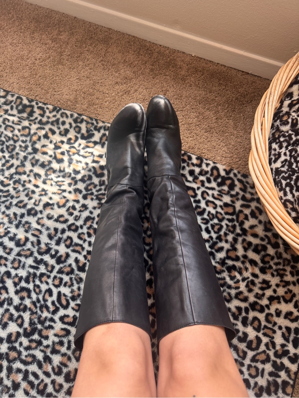 Classic Black Knee-High Franco Sarto Real Leather Boots - Women's
